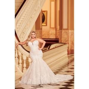 NEW MARTIN THORNBURG solana wedding gown in ivory/champagne